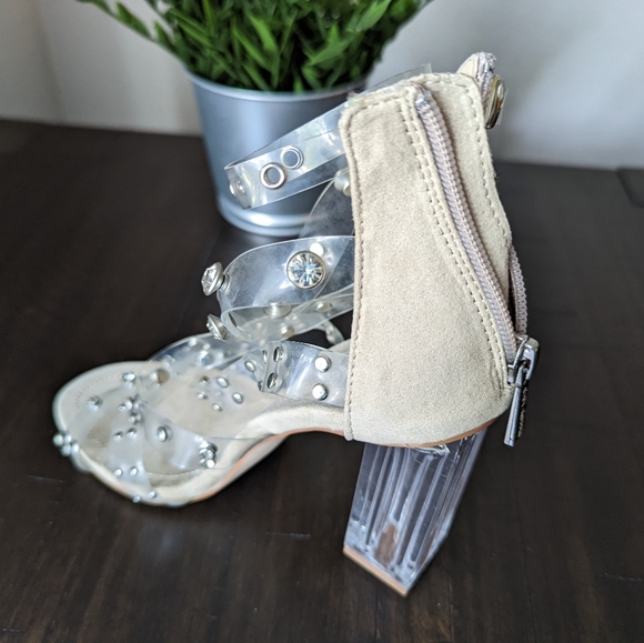 Strappy Rhinestone Block Heel - Picture 2 of 8